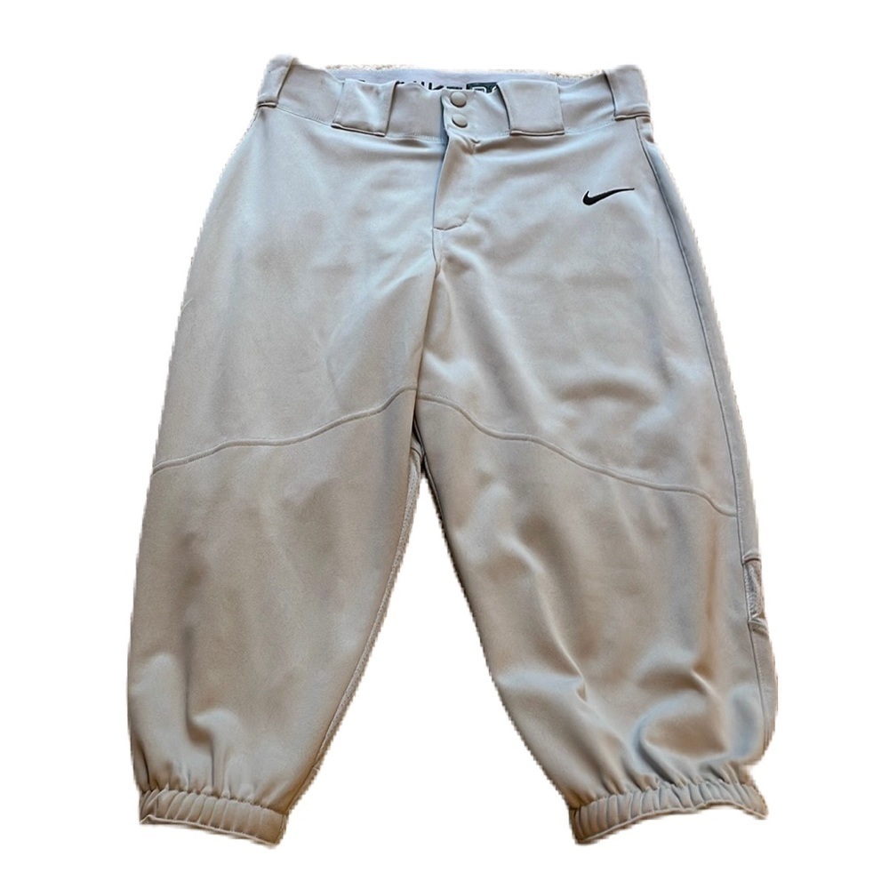 Nike Boys Baseball Pants Grey Size Small Dri-Fit Elastic Waist Pull On EUC